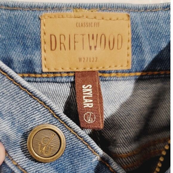 Driftwood Skylar Distressed Floral Embroidered Denim Skirt Blue 27 - Picture 4 of 13